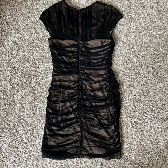 TADASHI SHOJI Black Illusion Ruched Mesh Dress - XS - Elegant Party Look - Picture 12 of 16